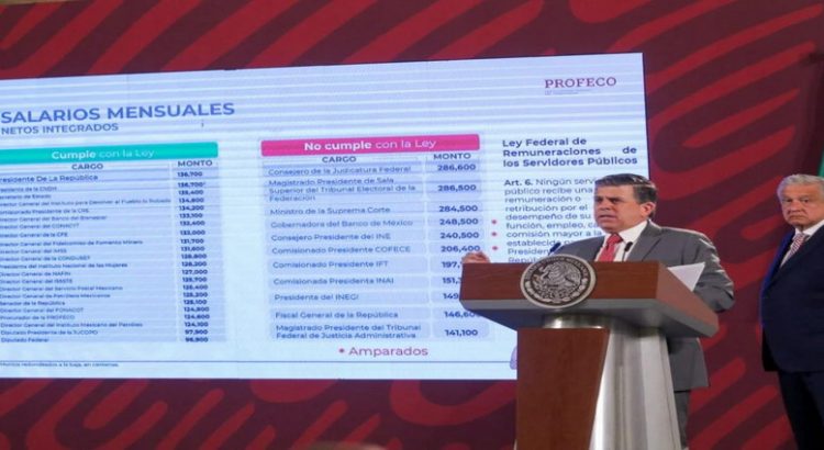 AMLO exhibe sueldo de magistrados en “La Mañanera”