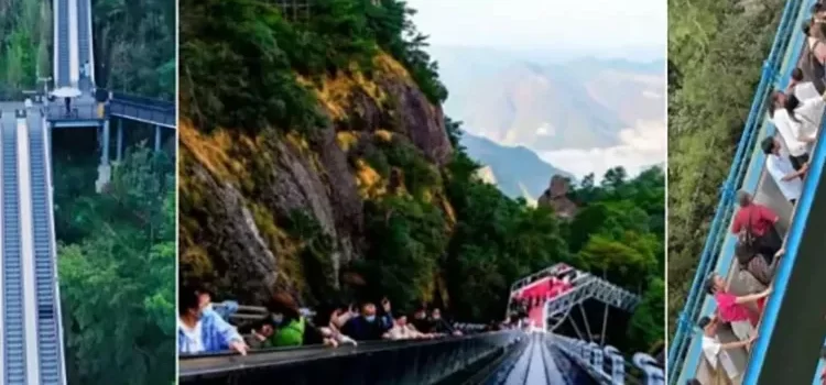 Instalaron escaleras mecánicas en una montaña